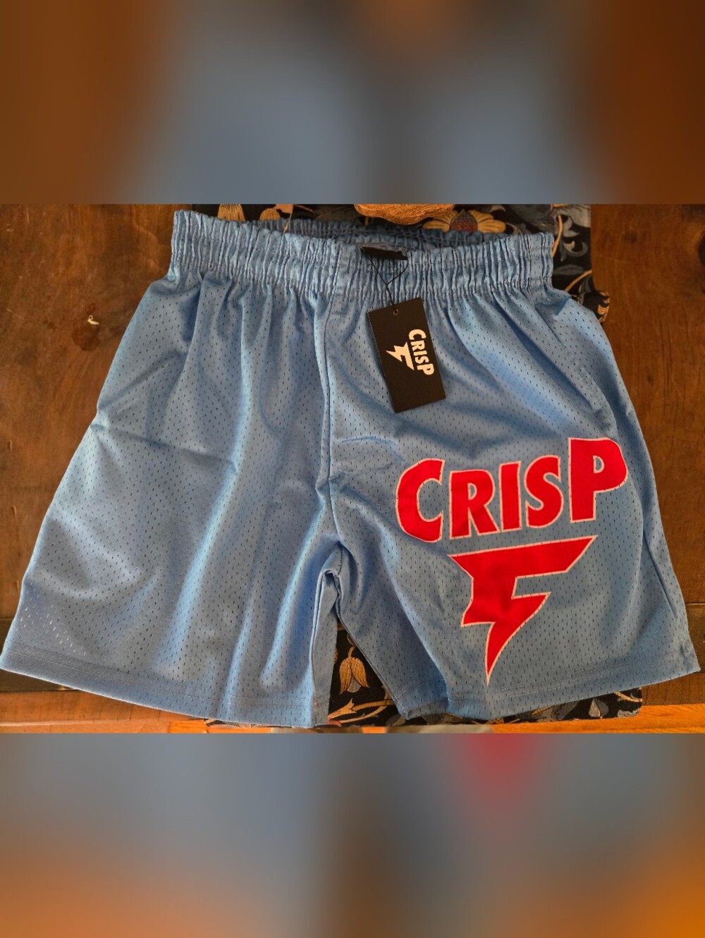 The Crisp Men's L Blue/Red Mesh Basketball Shorts